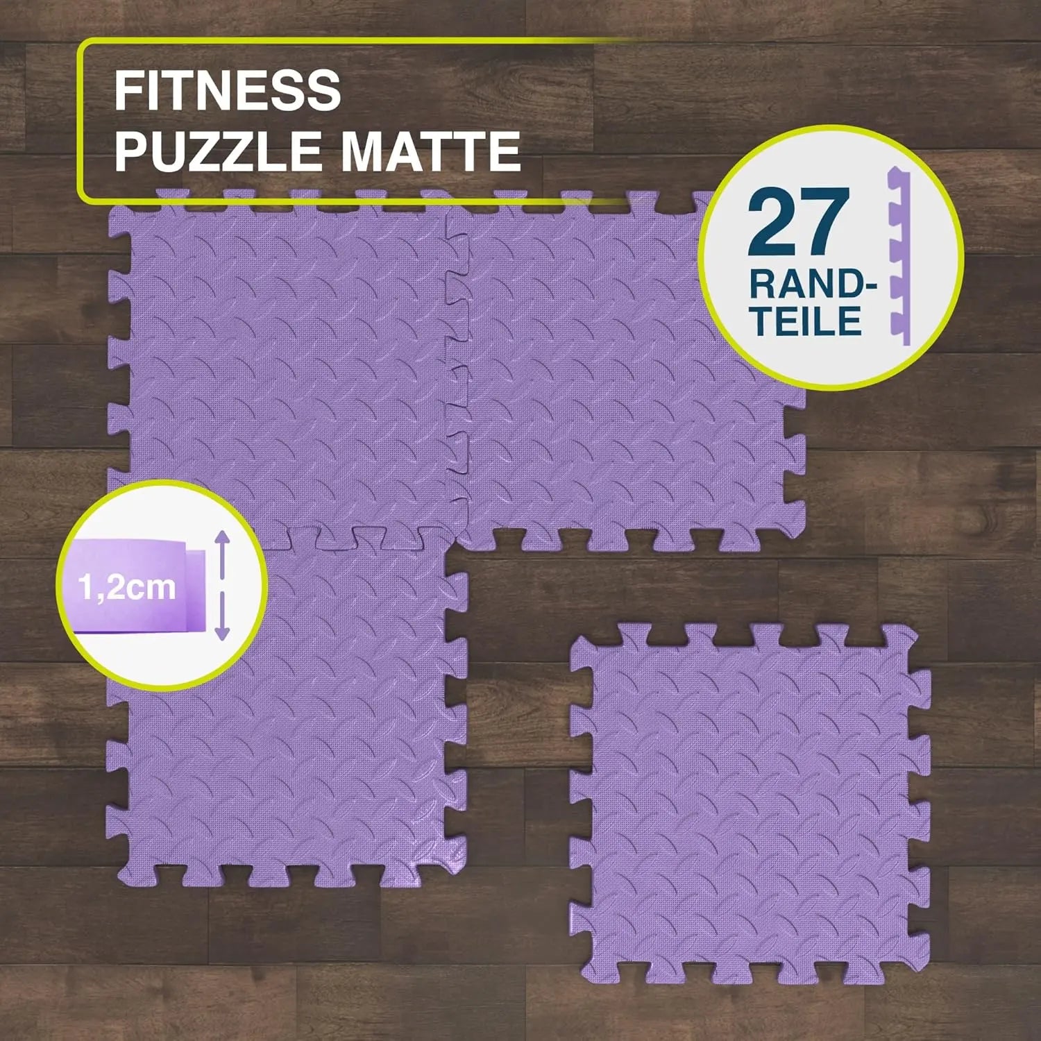 Fitness Bodenmatte EVA 1,5 m² Lila ForeverMyself