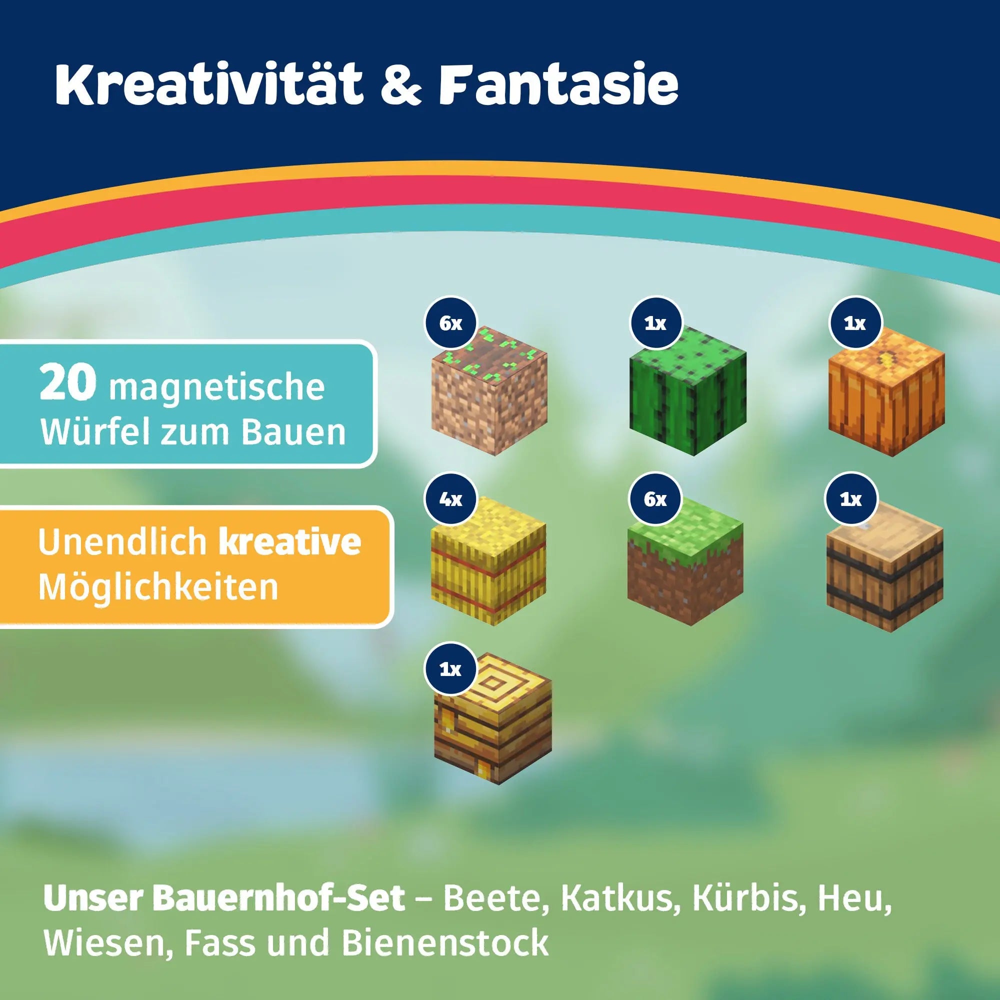 Magnetische Bausteine Bauernhof AddOn 20 Teile HomeKidsWorld