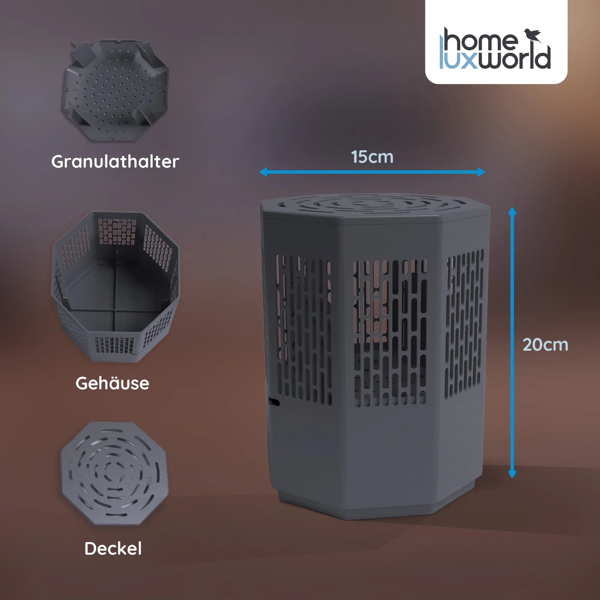 Luftentfeuchter ohne Strom Dunkelgrau inkl. 680 g Nachfüllpack