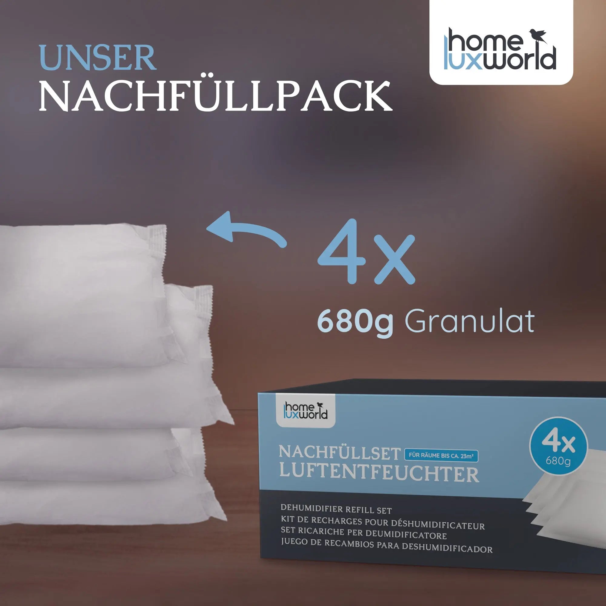 Luftentfeuchter ohne Strom Dunkelgrau inkl. 680 g Nachfüllpack