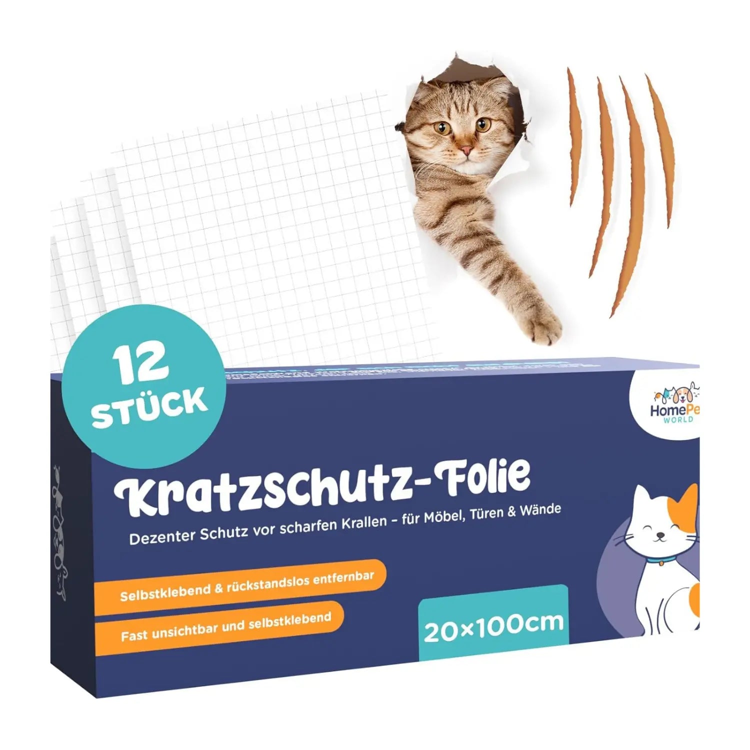 Kratzschutzfolie Katzen 20x100 cm 4 Stück