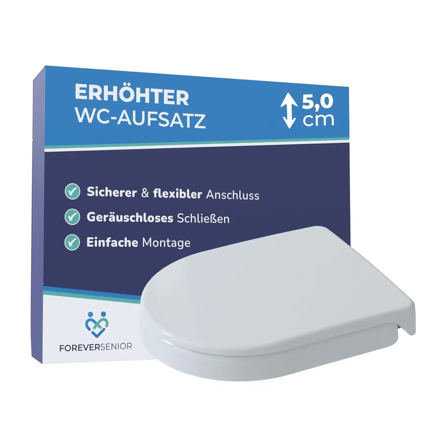 Toilettensitzerhöhung 5 cm mit Absenkautomatik ForeverSenior
