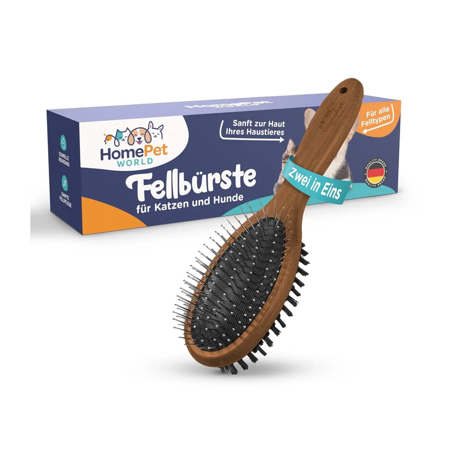 2 in 1 Doppel-Bürste aus Buchenholz HomePetWorld