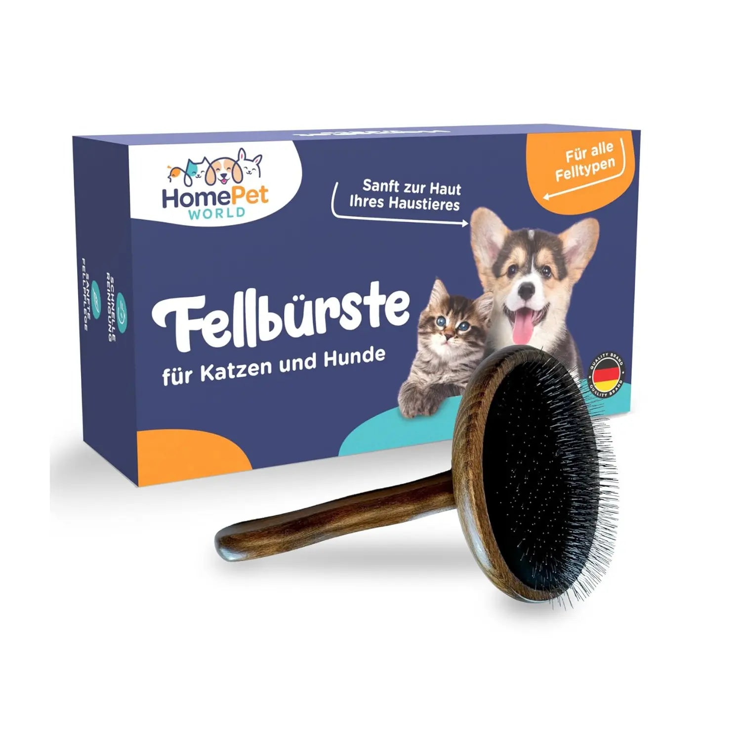 Bürste für Langhaar & Unterwolle aus Buchenholz HomePetWorld