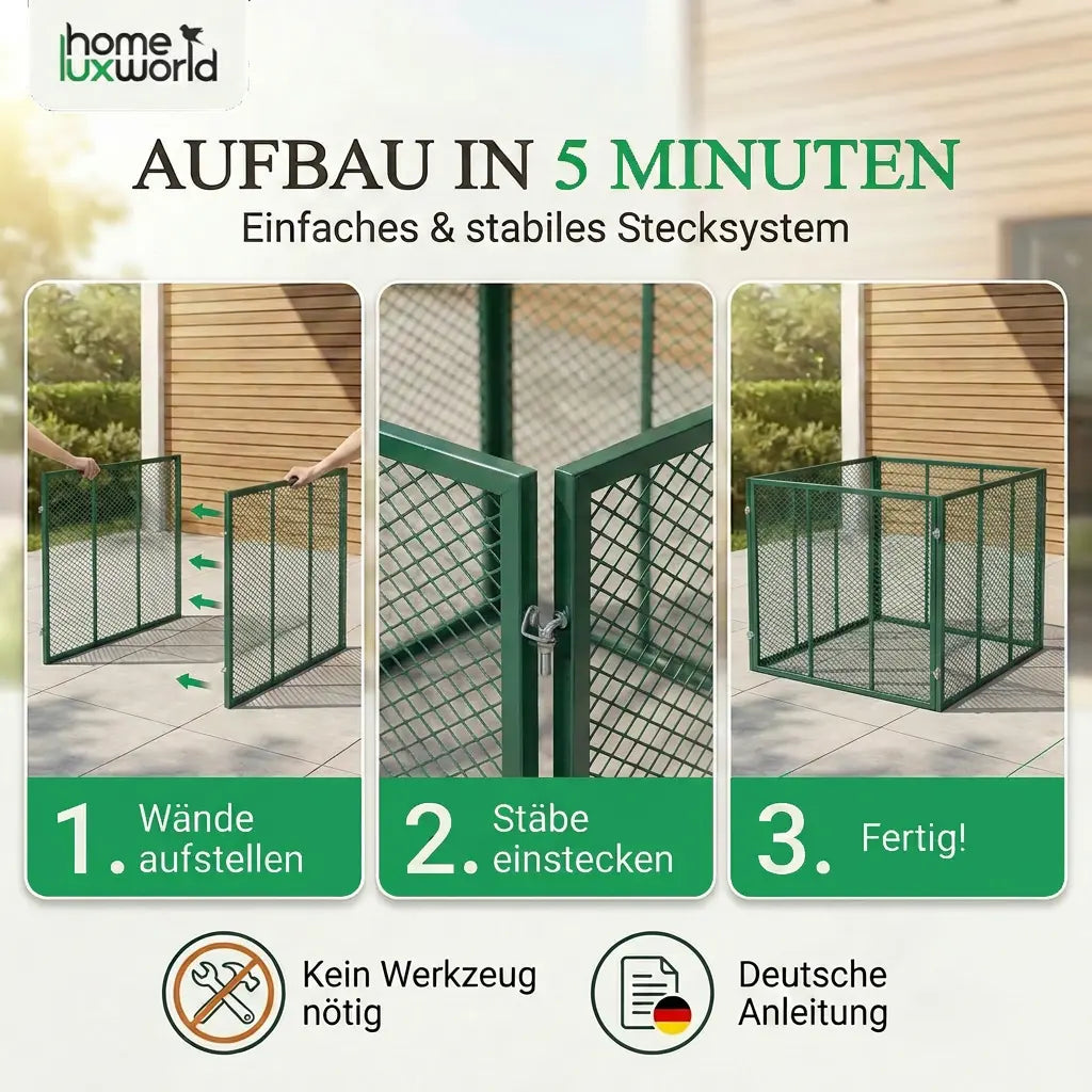 Garten Komposter Metall 750 Liter Grün