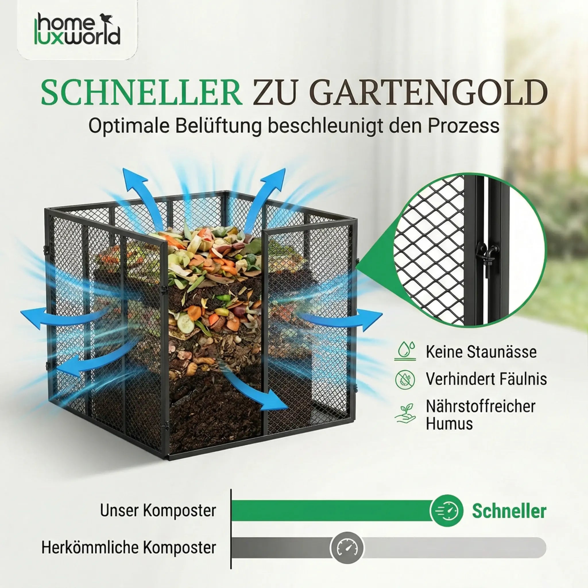 Garten Komposter Metall 750 Liter Schwarz