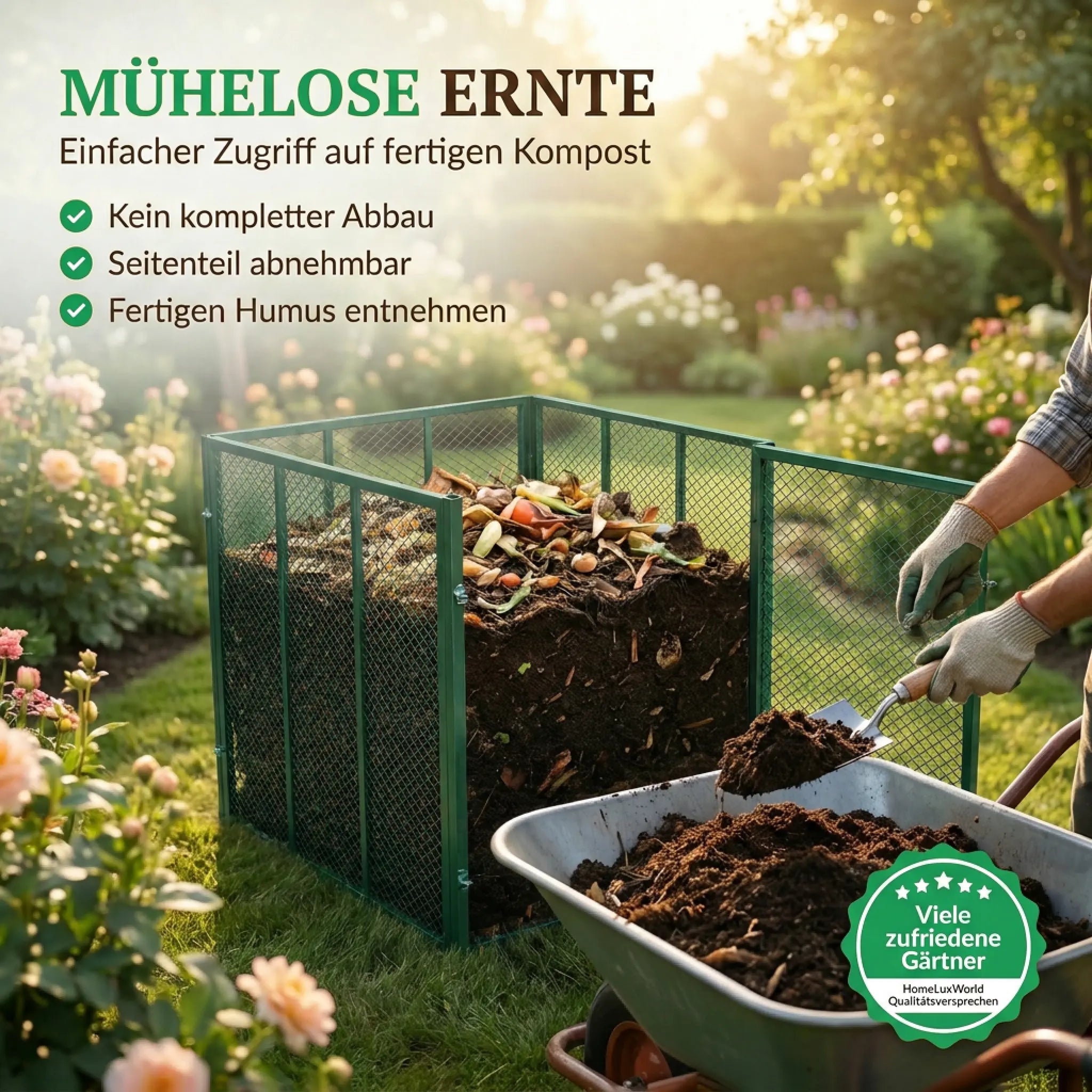 Garten Komposter Metall 750 Liter Grün