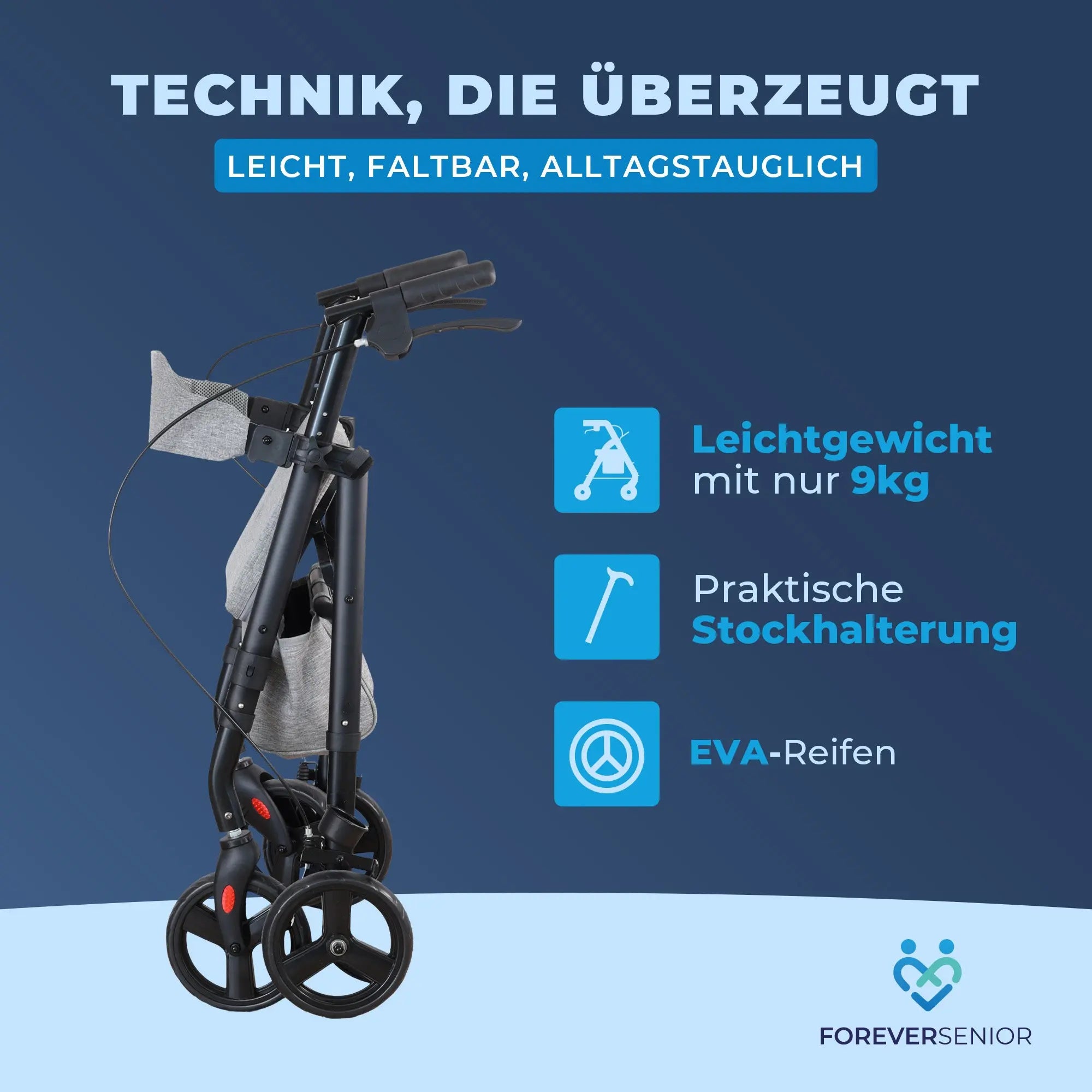 Komfort Rollator faltbar mit Sitz