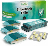 Silberfischfalle [9 Stück] - 100% giftfreie Monitoring-Klebefalle - Papierfisch-Falle für die Wohnung zur Befallsermittlung - Für Haushalte mit Kindern & Haustieren geeignet