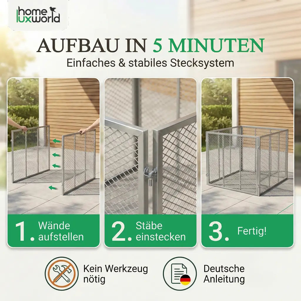 Garten Komposter Metall 750 Liter Silber
