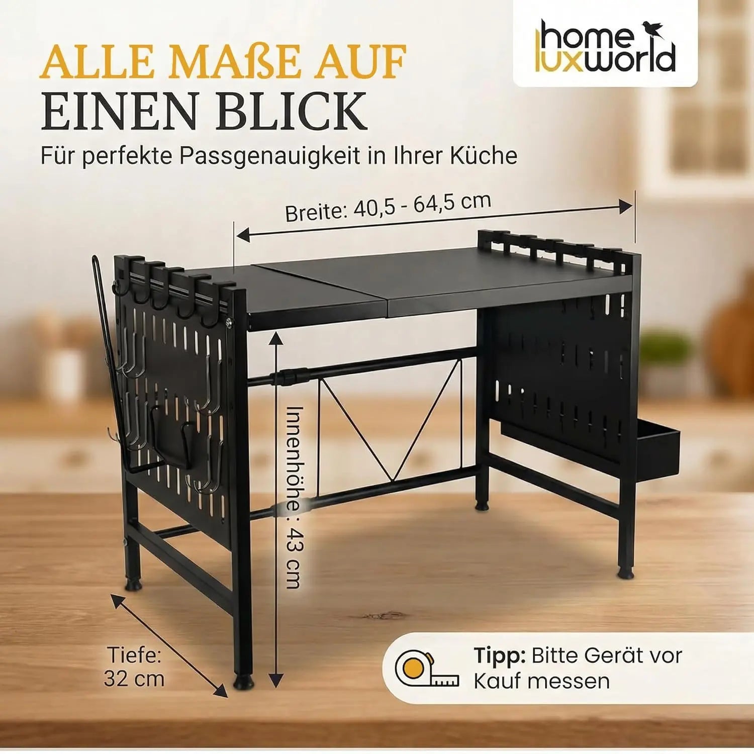 Mikrowellenregal mit Add Ons für mehr Stauraum