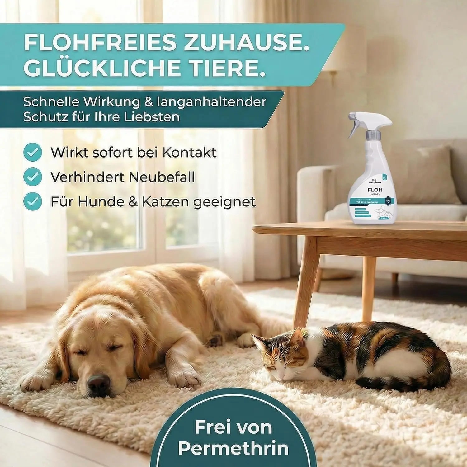 Floh Spray für Wohnung und Möbel - 500ml Sprühflasche