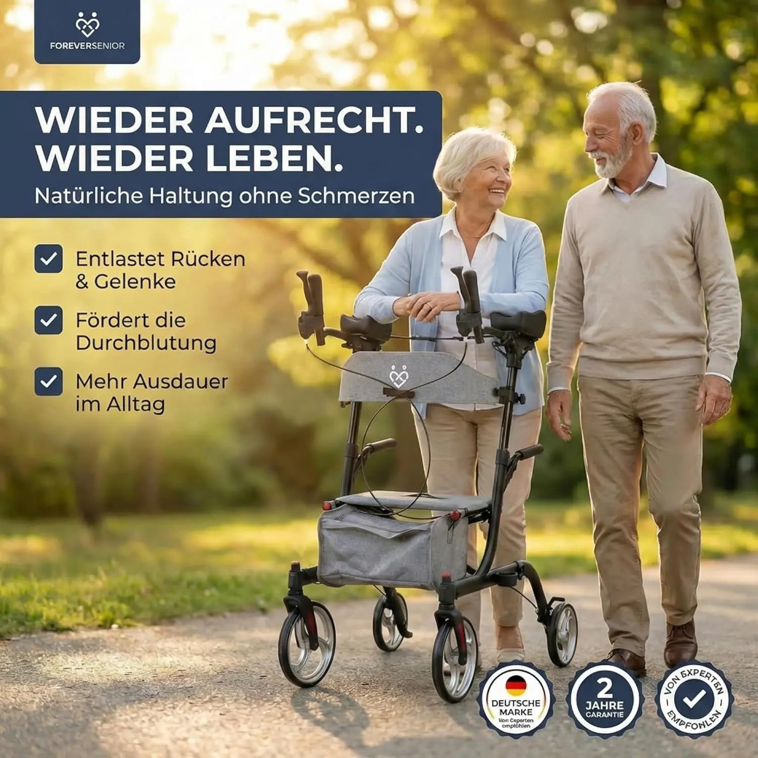 Arthritis-Rollator mit gepolsterten Unterarmstützen