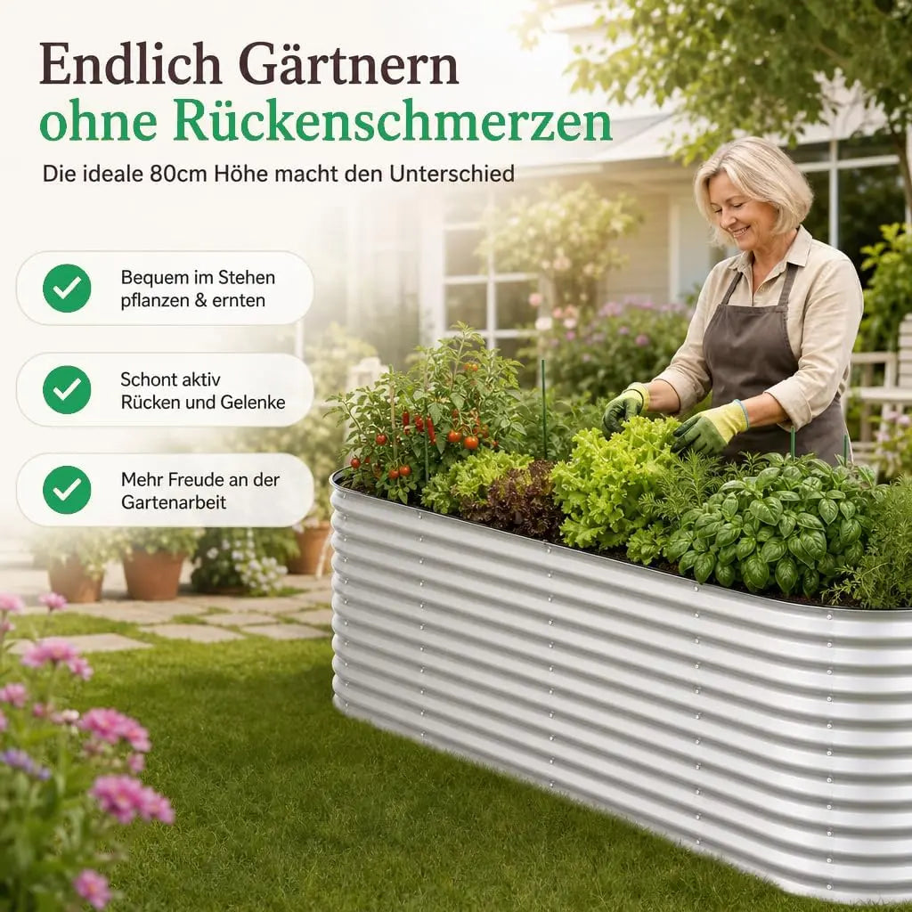 Hochbeet Metall 240 x 80 x 80 cm Silber