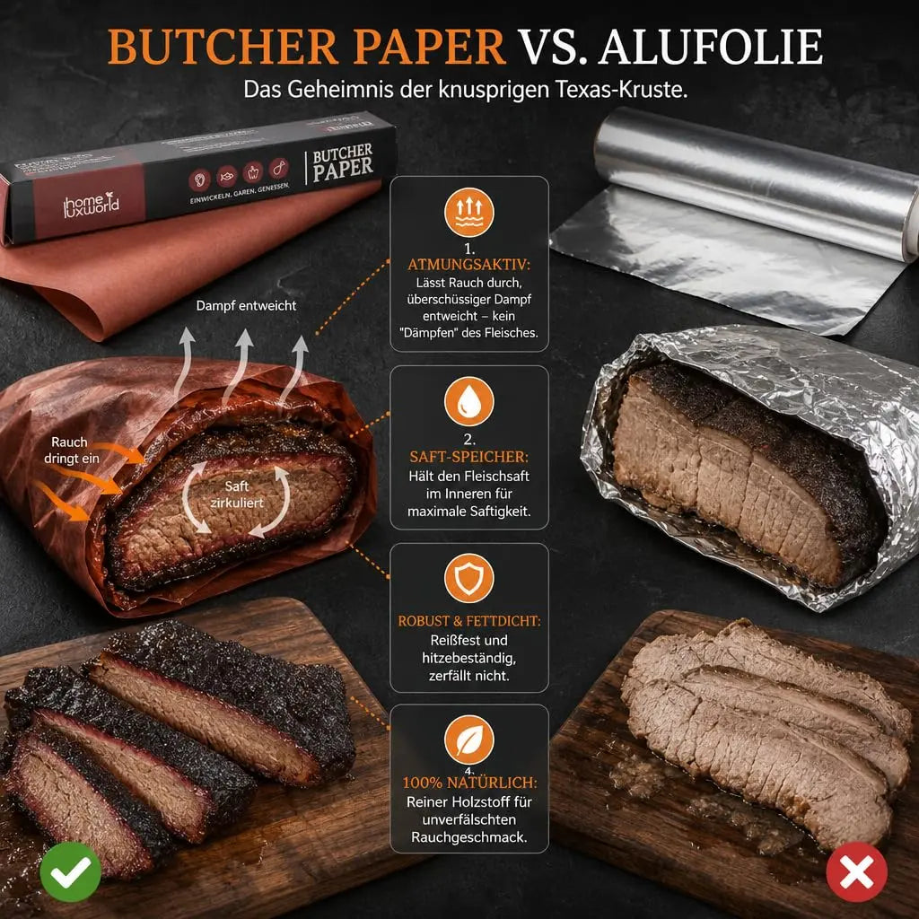 Butcher Paper rot unbeschichtet 45 cm x 15 m HomeLuxWorld