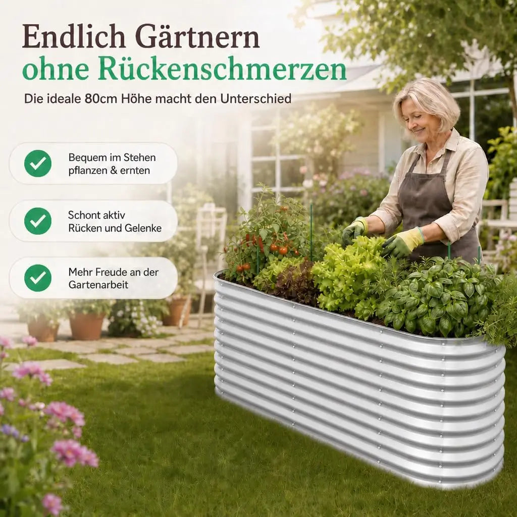 Hochbeet Metall 160 x 80 x 80 cm Silber