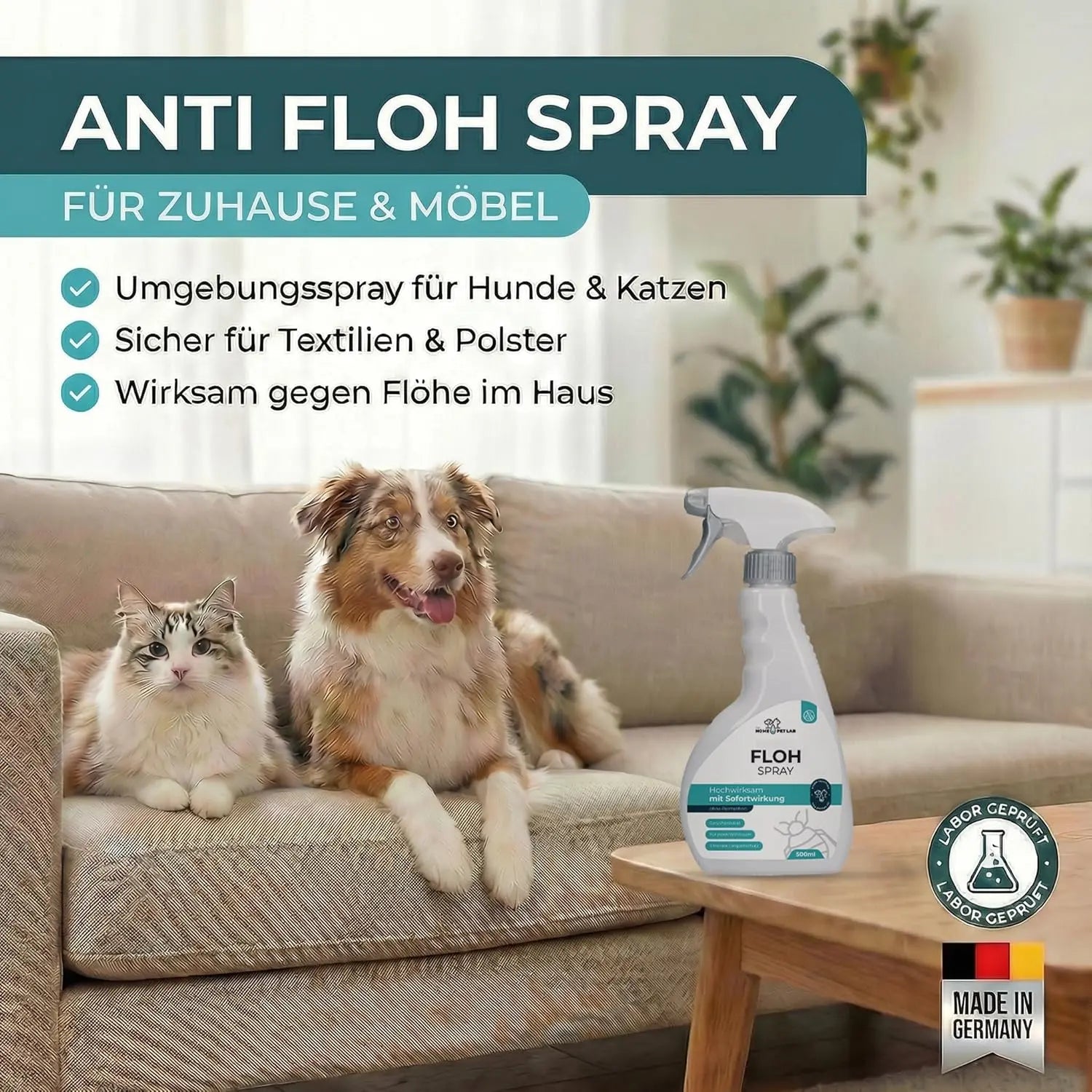 Floh Spray für Wohnung und Möbel - 500ml Sprühflasche