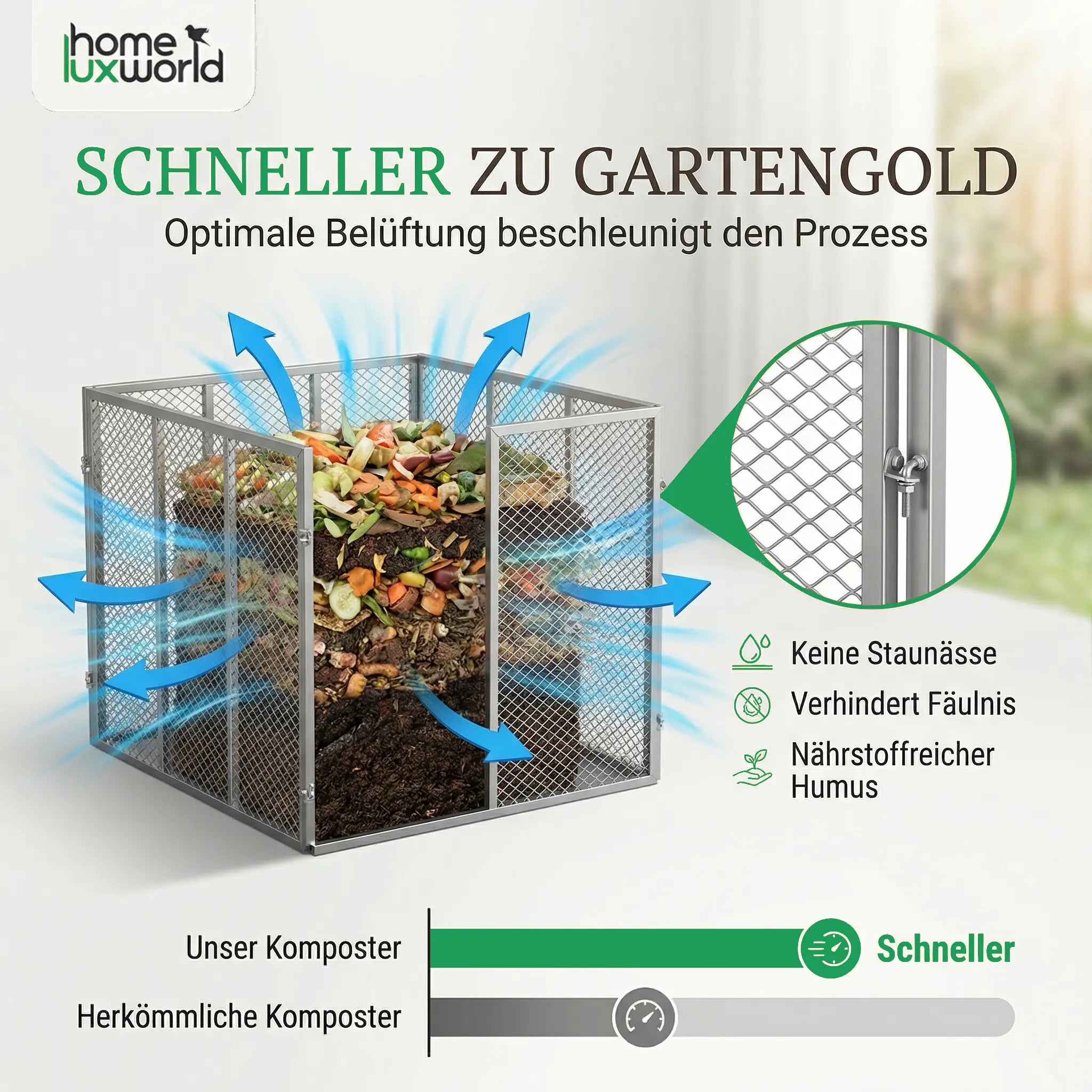 Garten Komposter Metall 750 Liter Silber