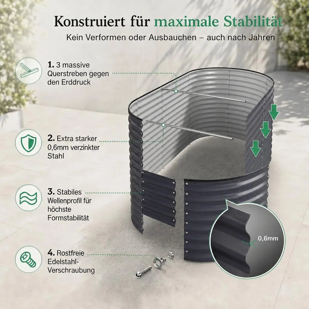 Hochbeet Metall 160 x 80 x 80 cm Anthrazit
