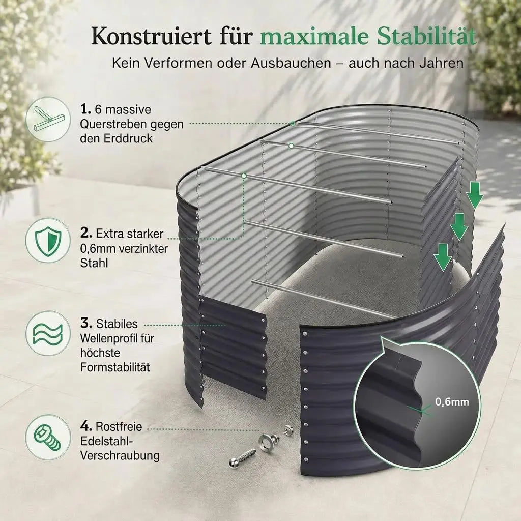 Hochbeet Metall 240 x 80 x 80 cm Anthrazit