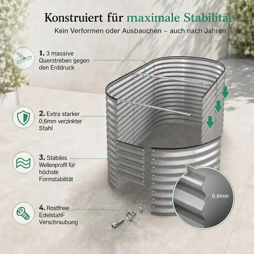 Hochbeet Metall 160 x 80 x 80 cm Silber