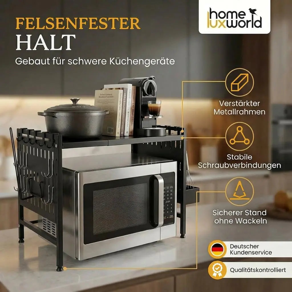 Mikrowellenregal mit Add Ons für mehr Stauraum