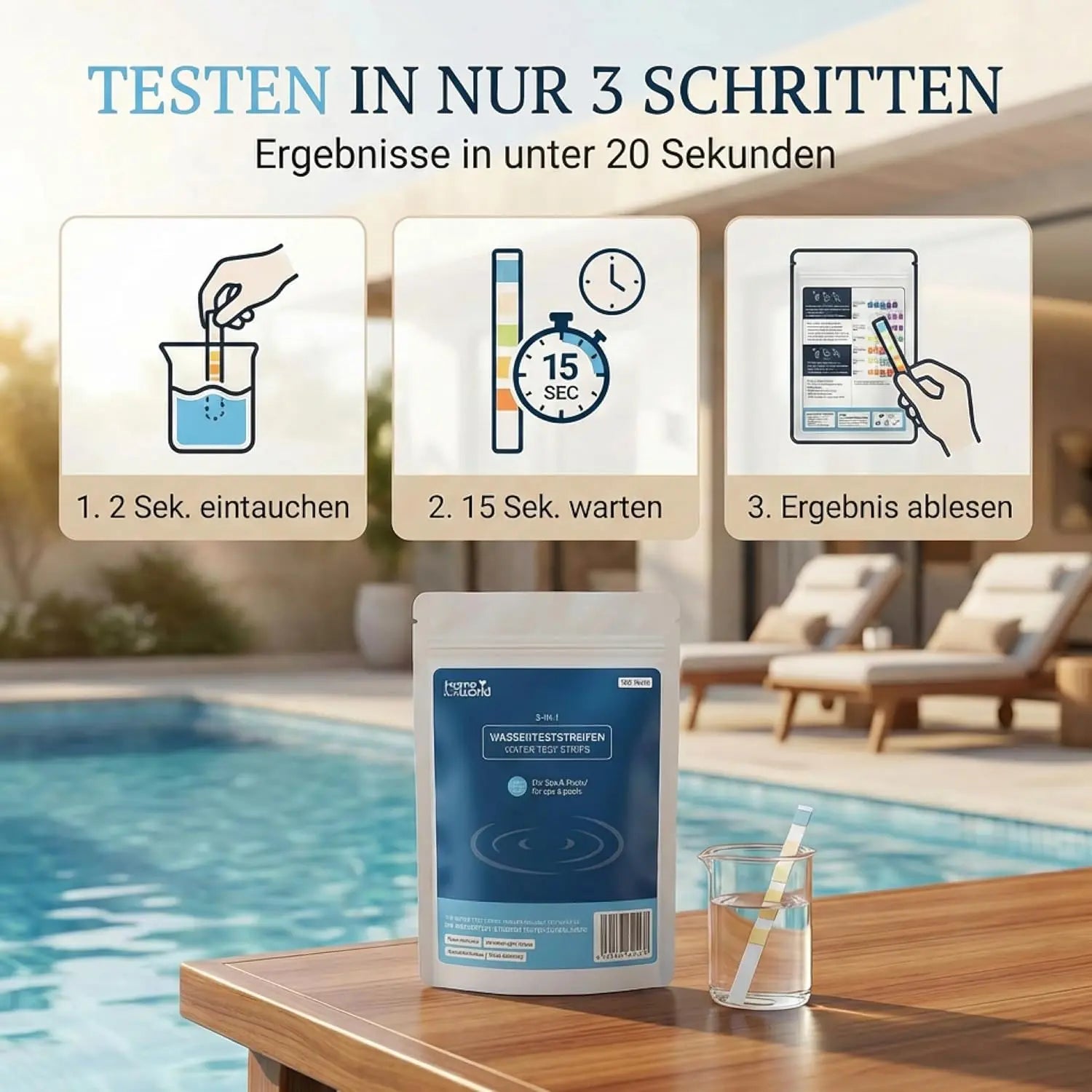 3in1 Poolwasser Teststreifen 100 Stück