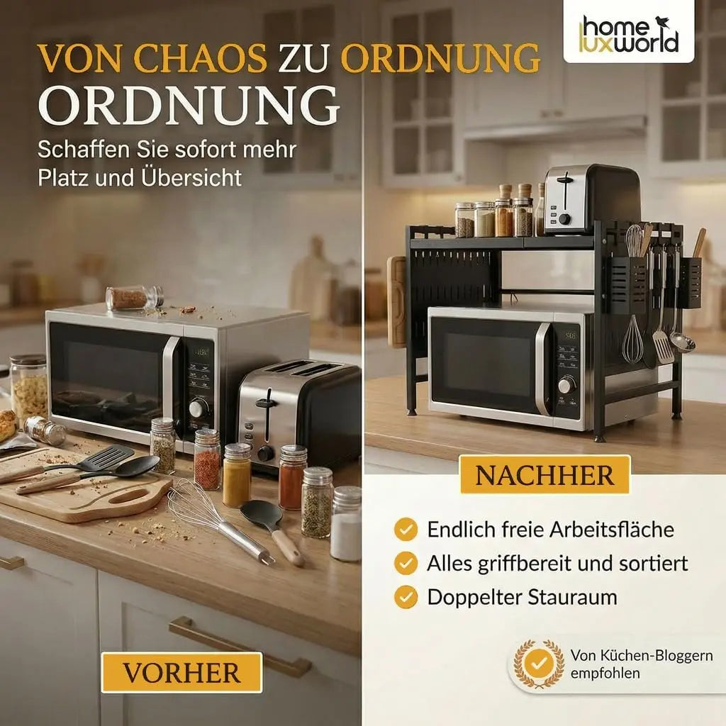 Mikrowellenregal mit Add Ons für mehr Stauraum