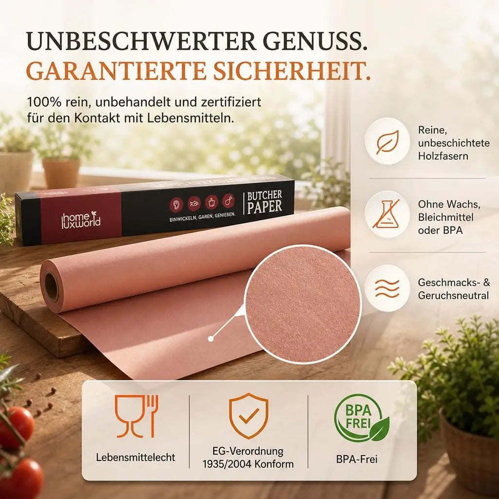 Butcher Paper rot unbeschichtet 45 cm x 15 m HomeLuxWorld