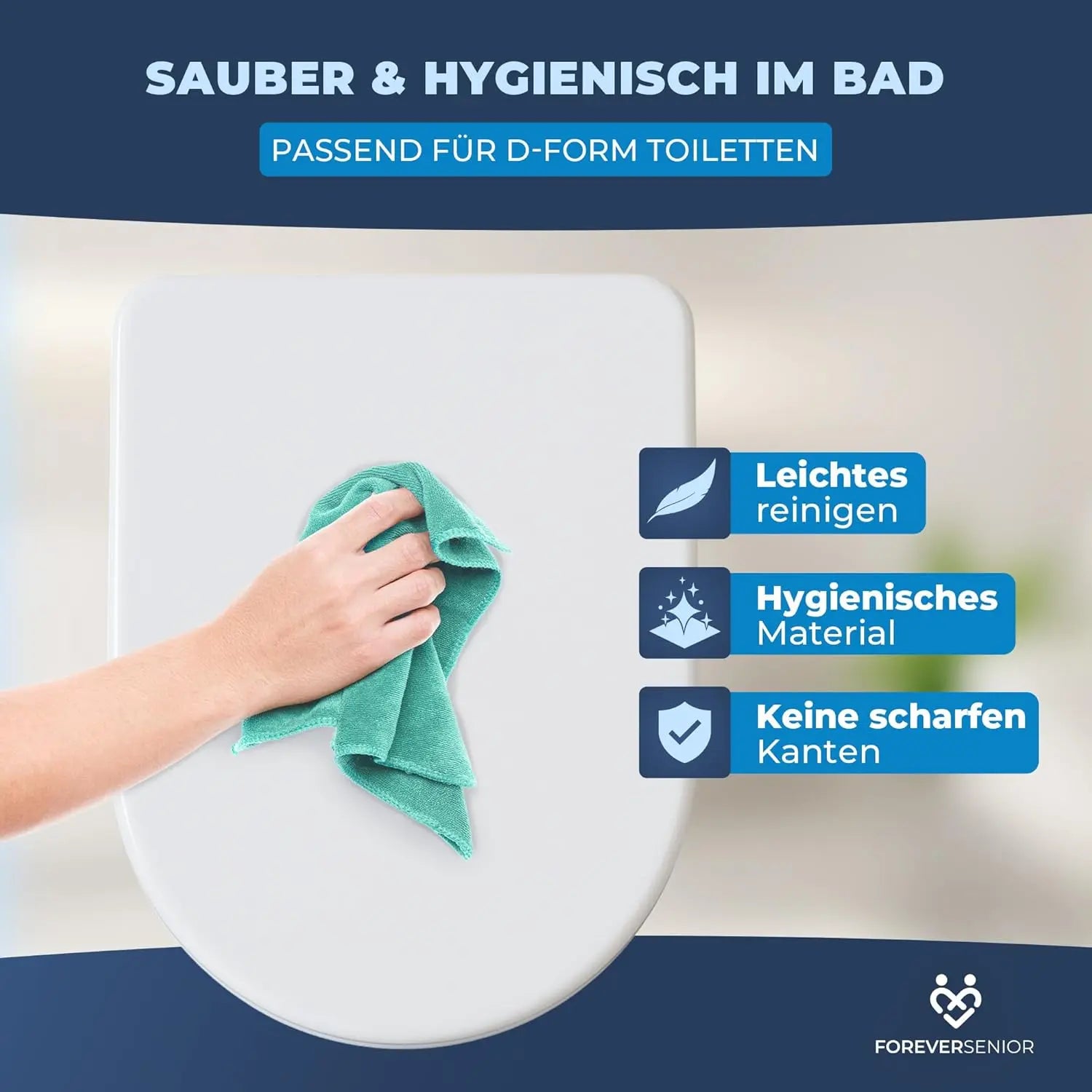 Toilettensitzerhöhung 5 cm mit Absenkautomatik ForeverSenior