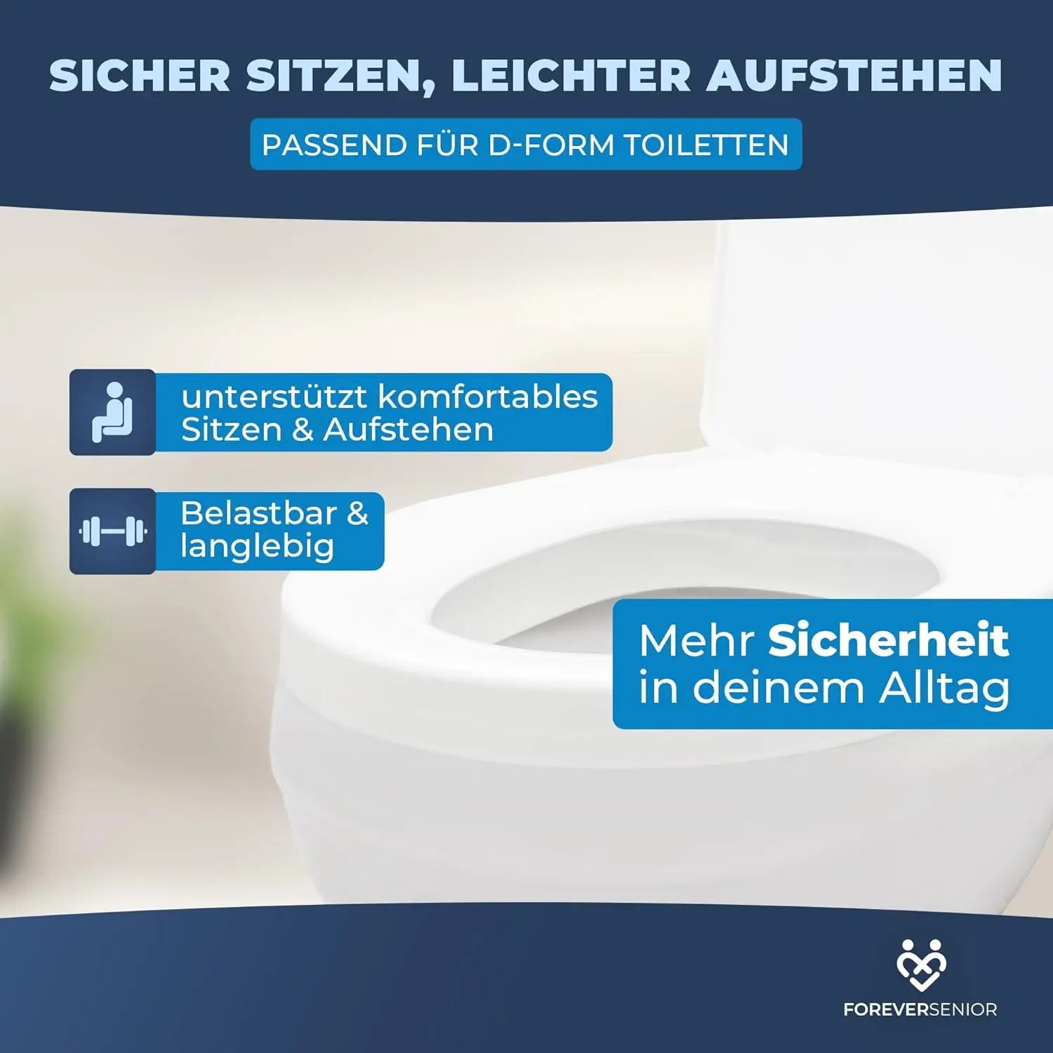 Toilettensitzerhöhung 5 cm mit Absenkautomatik ForeverSenior