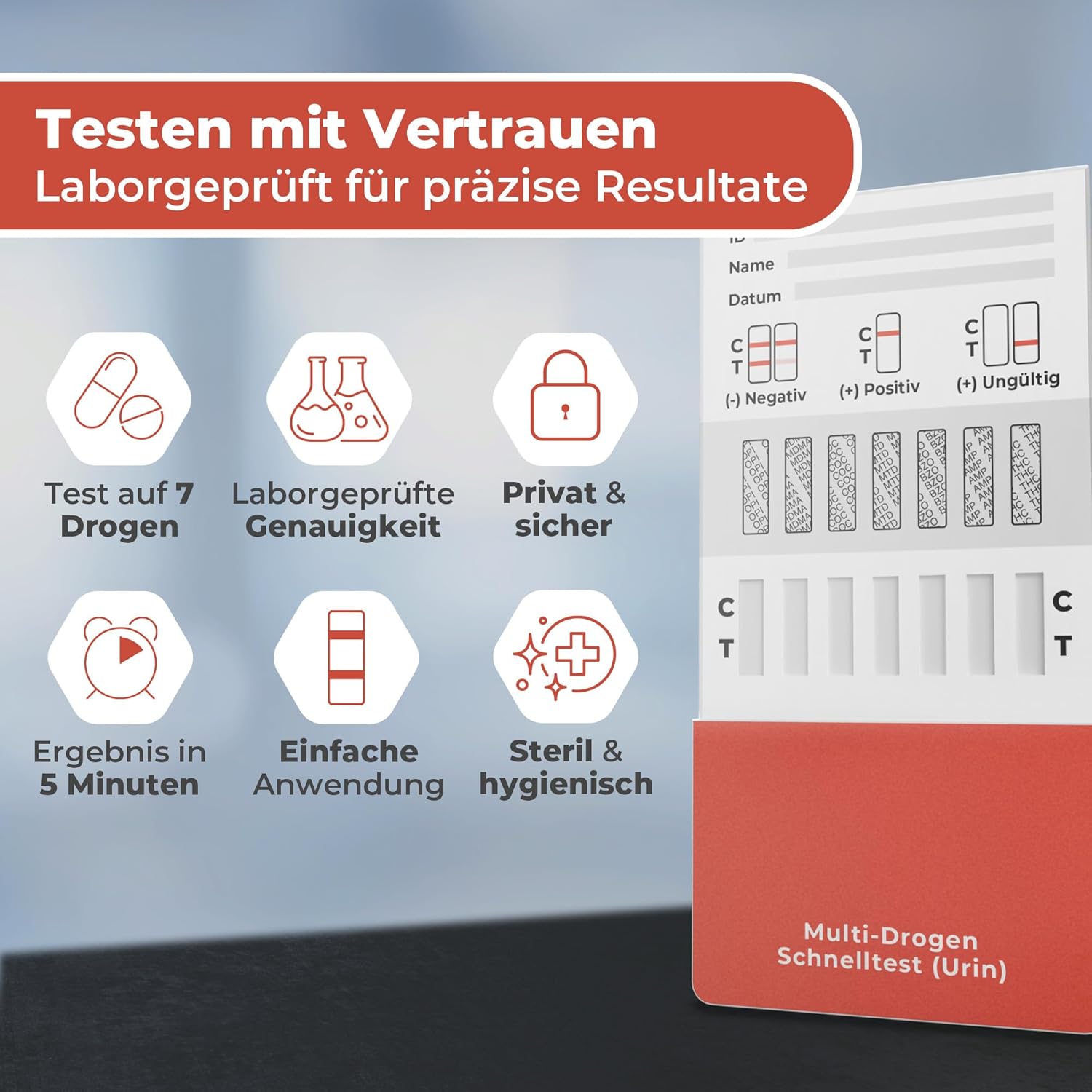 7-in-1 Drogentest – Urin Schnelltest zuhause