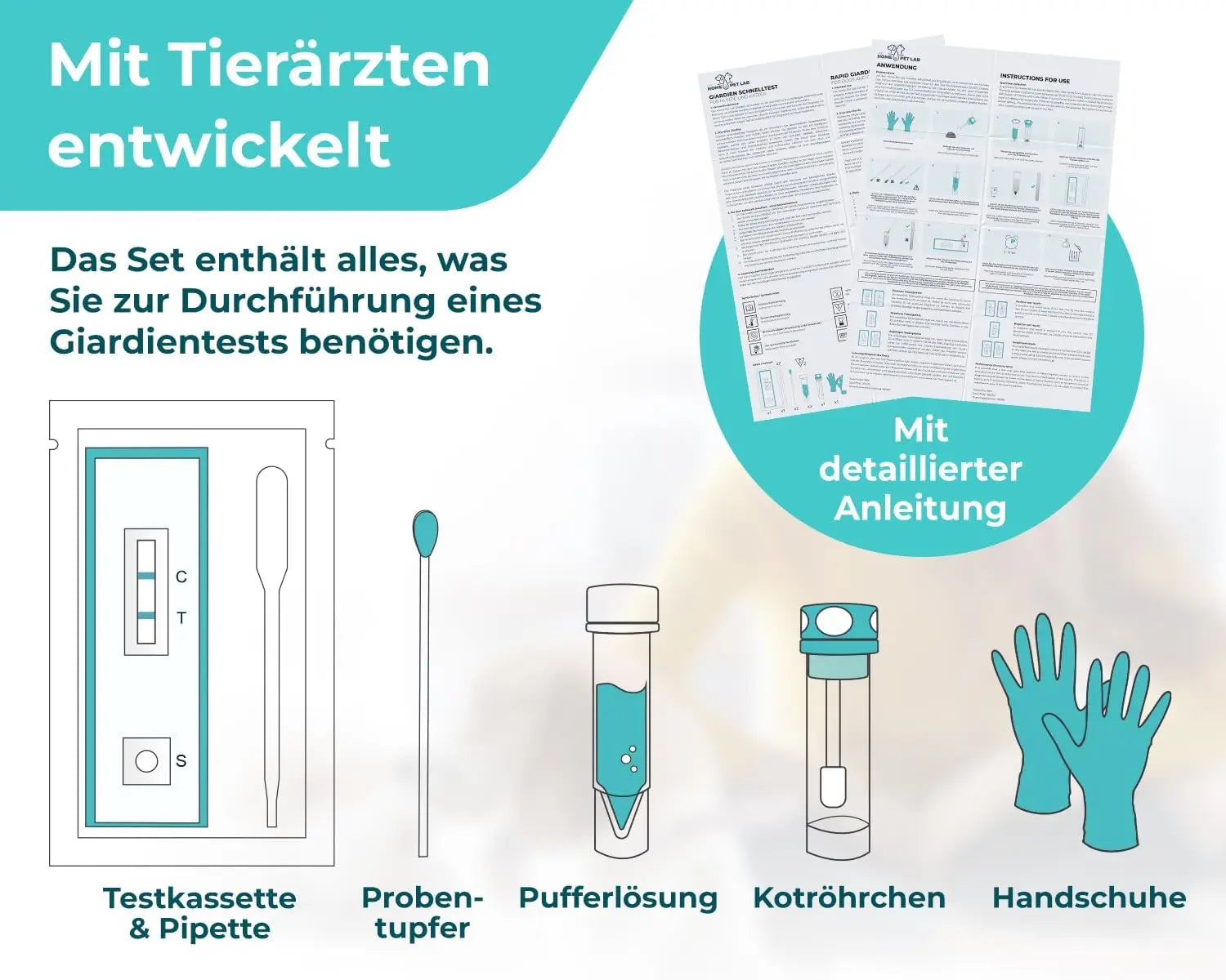 Giardien Schnelltest für Hunde & Katzen 5er Packung HomePetLab