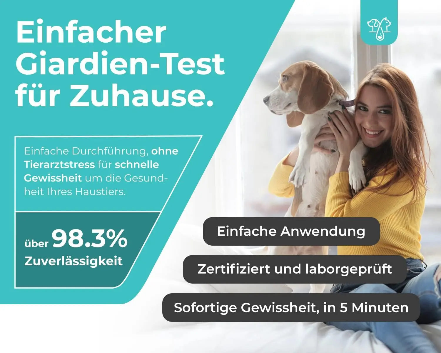 Giardien Schnelltest für Hunde & Katzen 1er Packung HomePetLab