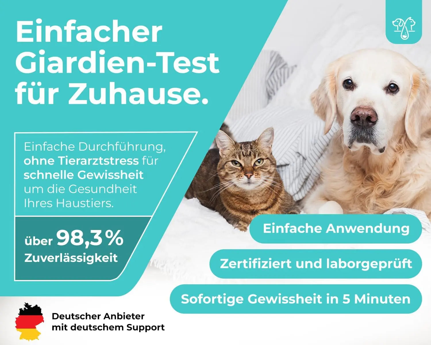 Giardien Schnelltest für Hunde & Katzen 2er Packung HomePetLab