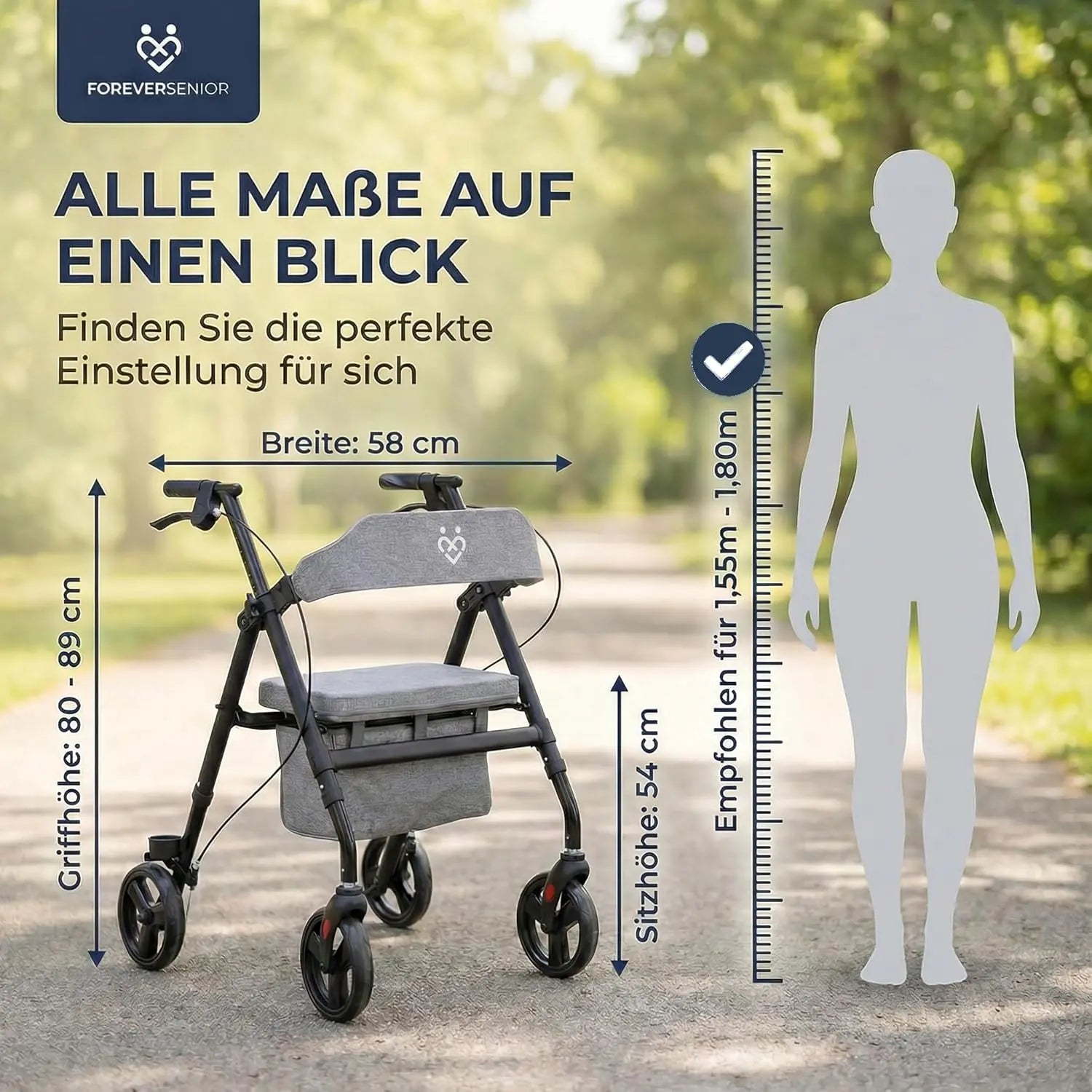 Komfort Rollator faltbar mit Sitz
