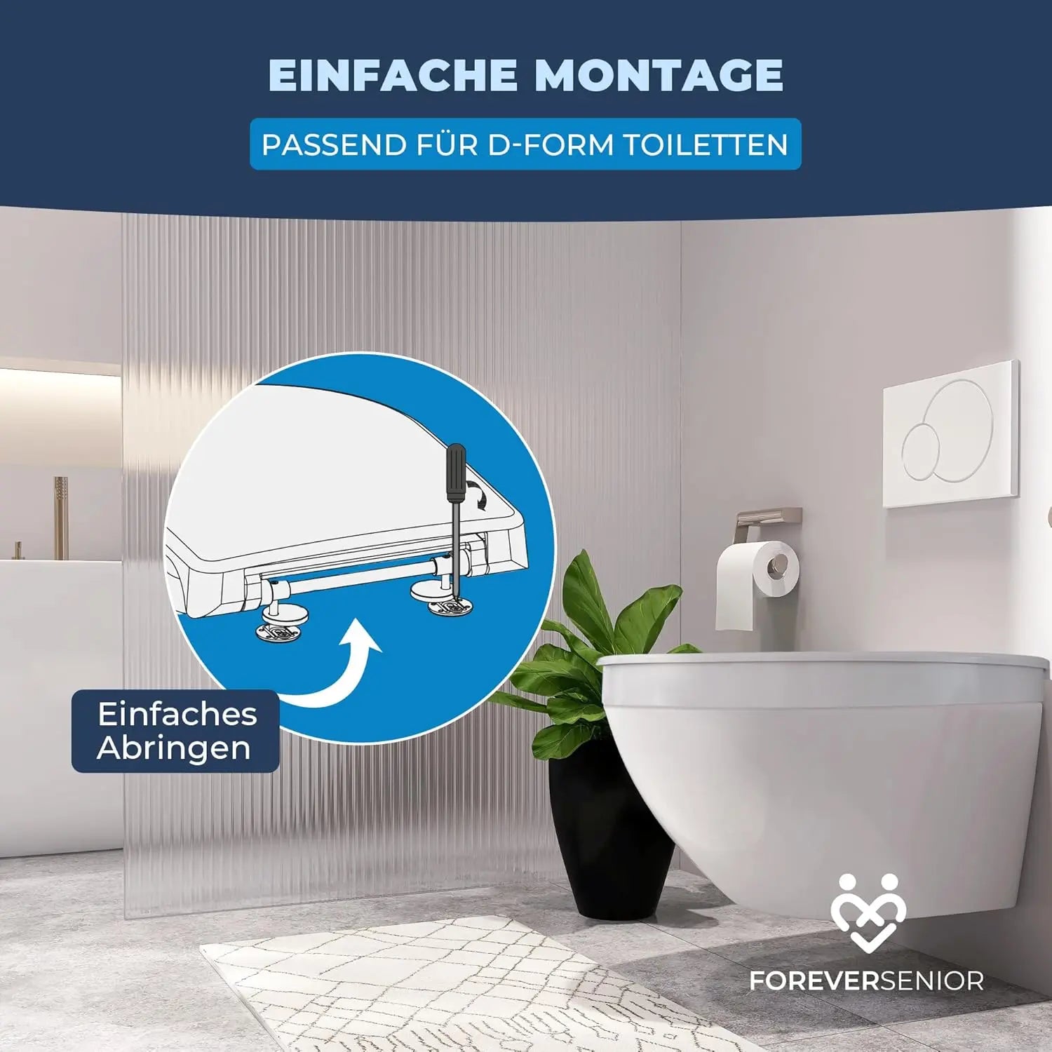 Toilettensitzerhöhung 5 cm mit Absenkautomatik ForeverSenior