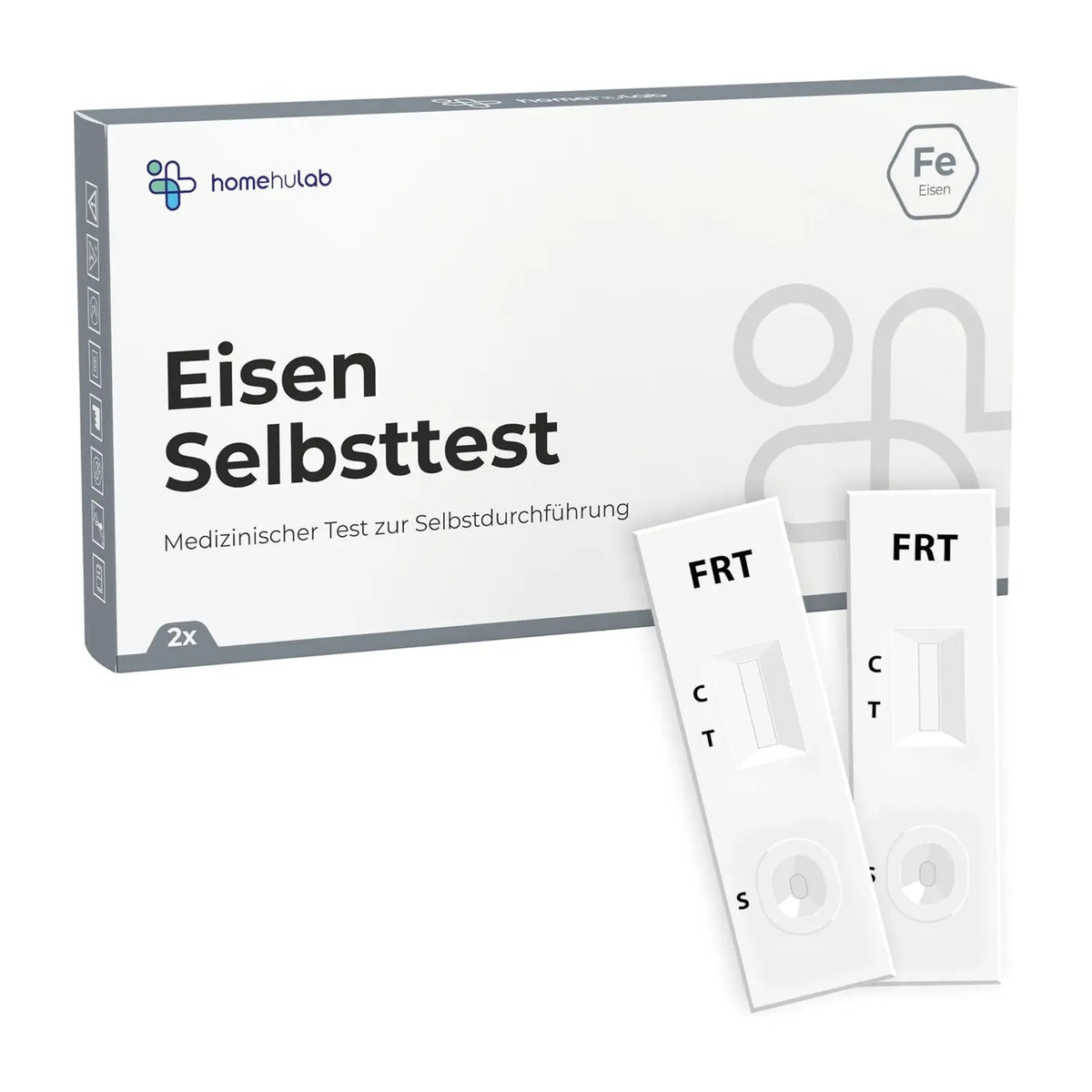Verpackung des Eisenmangel-Selbsttests mit zwei Testkassetten