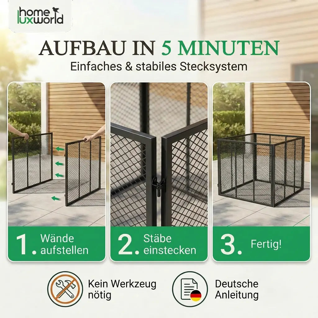 Garten Komposter Metall 750 Liter Schwarz
